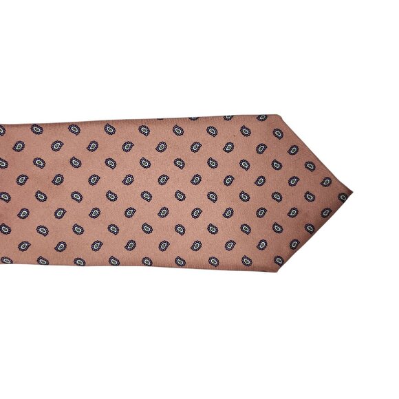Kuppenheimer Vintage Silk Necktie Italian Pinkish Brown & Blue Geometric Pattern - Picture 6 of 6